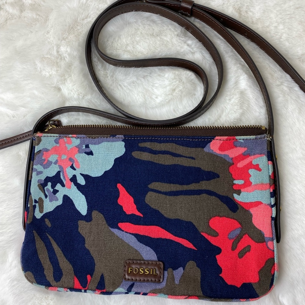 FOSSIL JENNA SMALL CROSSBODY FLORAL PURSE BAG